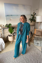 Teal Euro Action Back Blazer