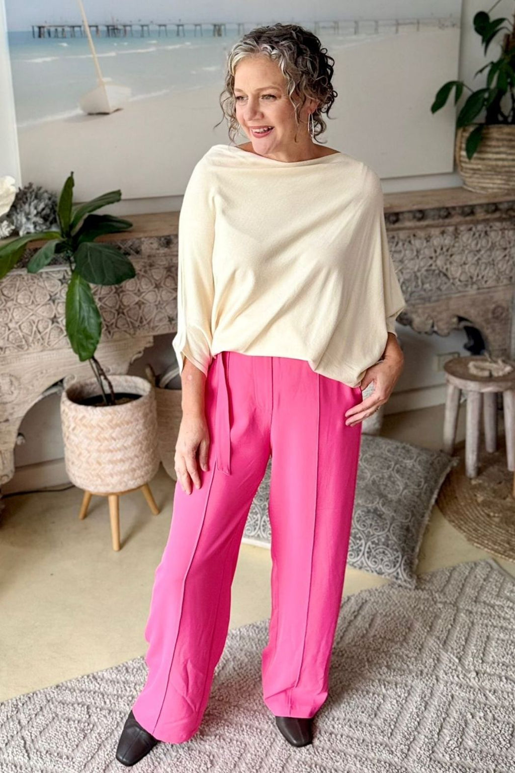 Ivory Knit Drape Top
