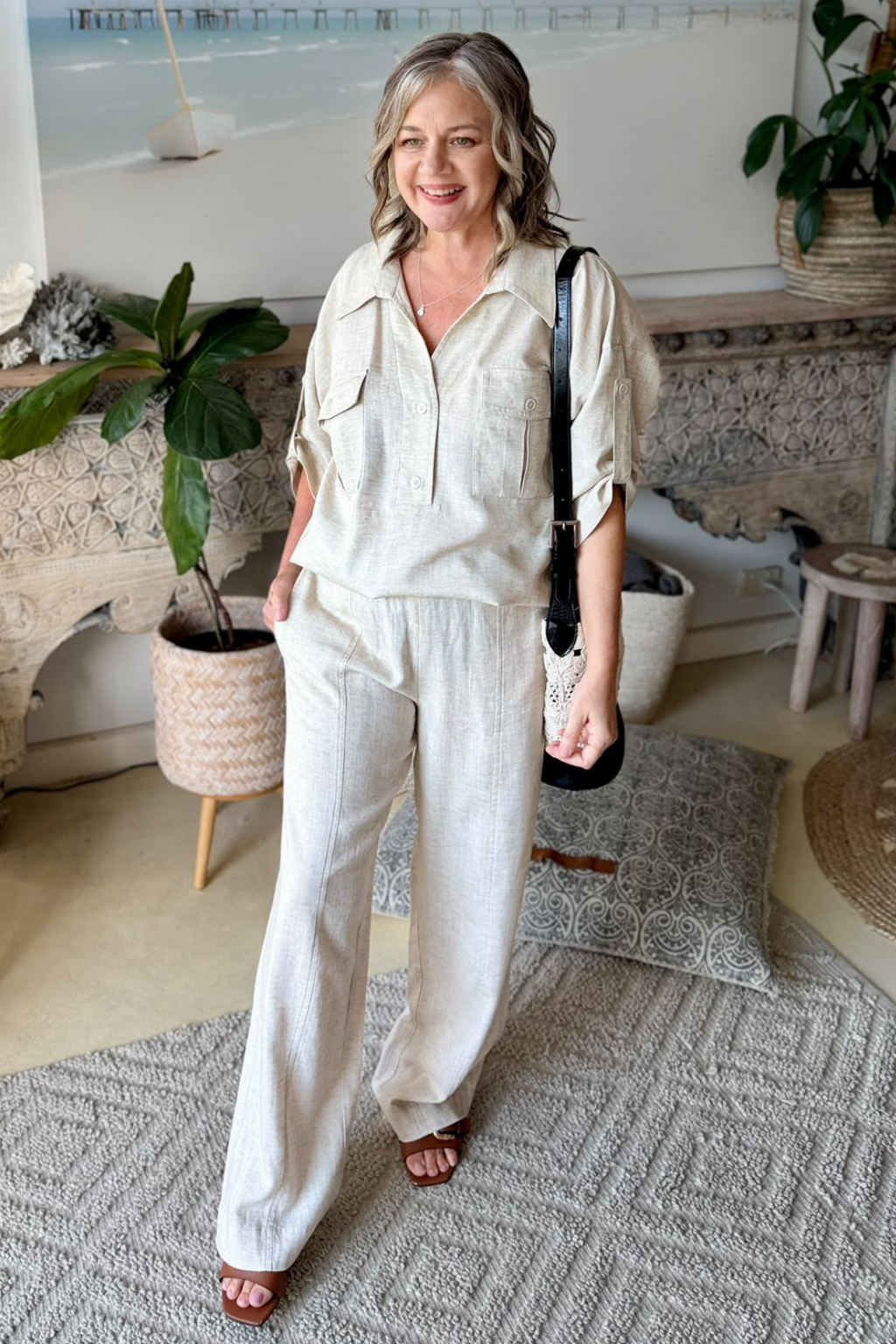Natural Washed Linen Naples Pant