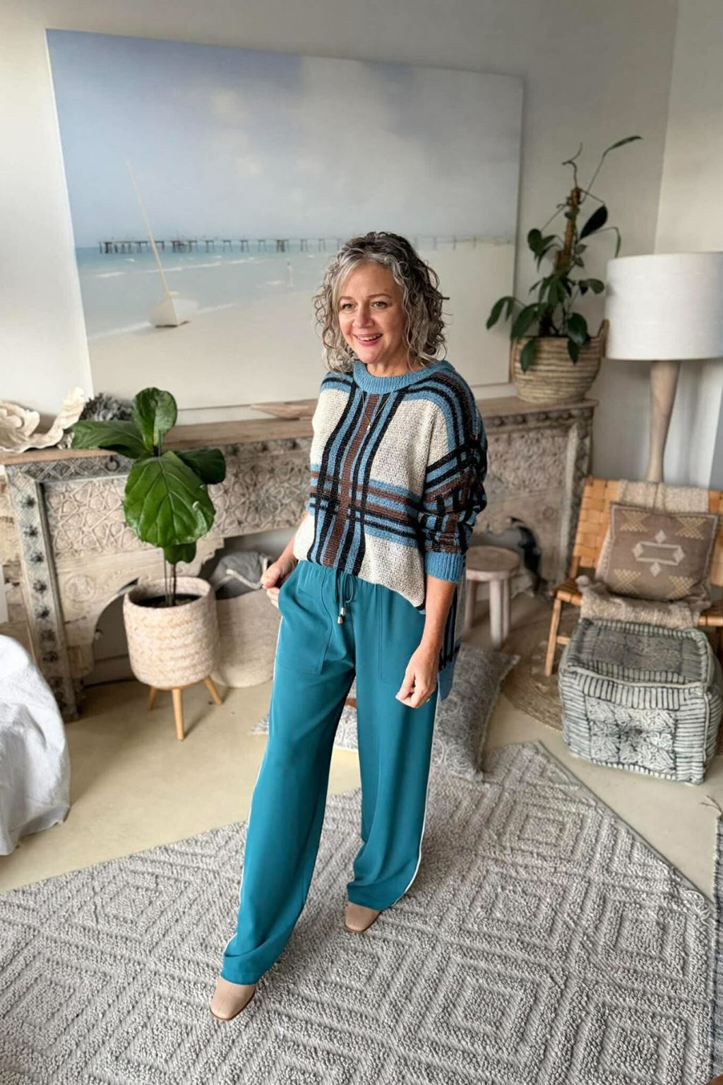 Teal Euro Sport Drawstring Pant