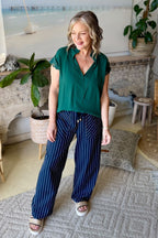 Navy Linen Drawstring Pant