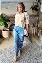 Blue Lace Denim Skirt