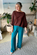 Chocolate Knit Drape Top