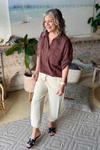 Chocolate Washed Linen Naples Shirt