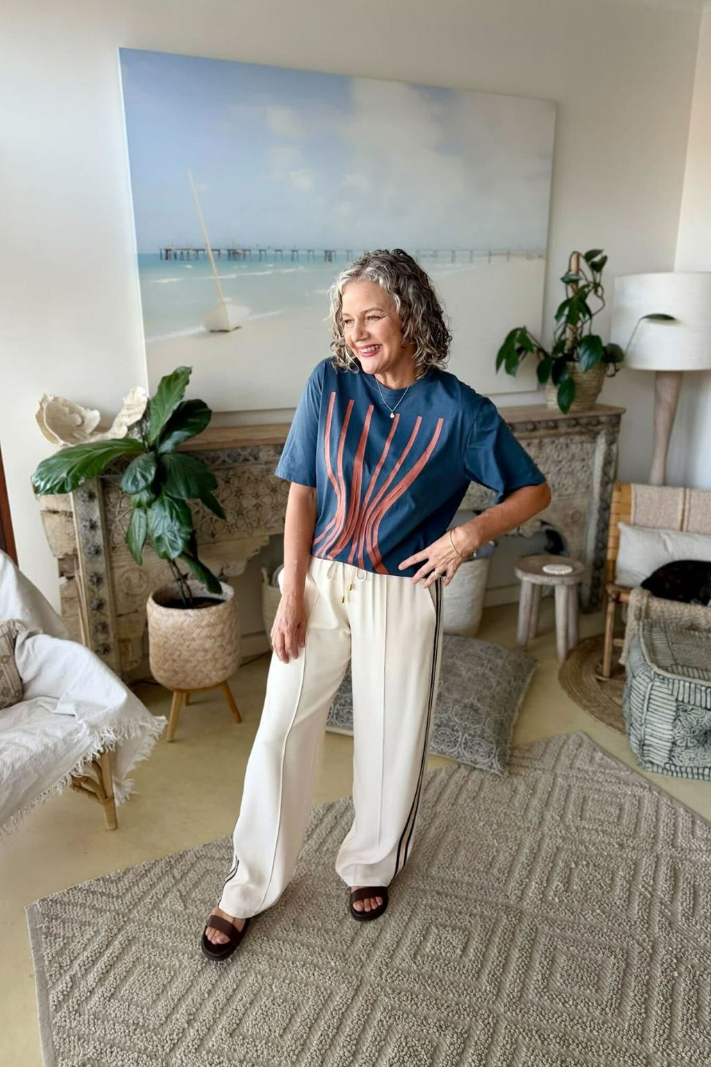 Navy Hourglass Lines T-Shirt