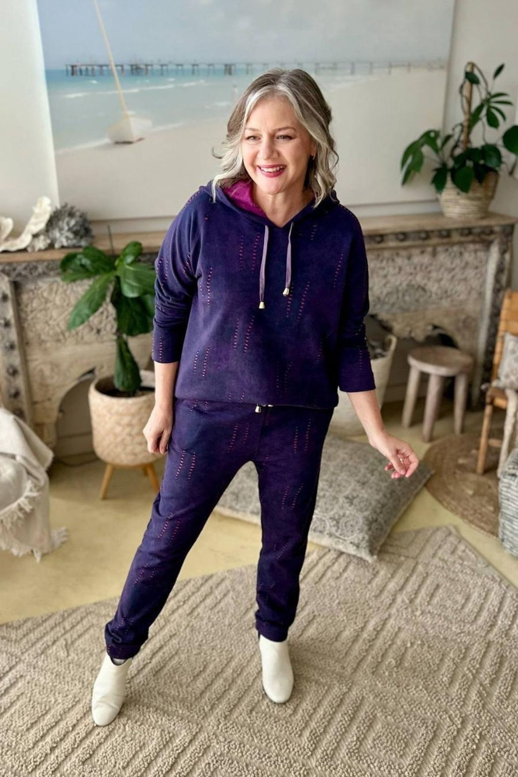 Purple Distressed Lounge Pant