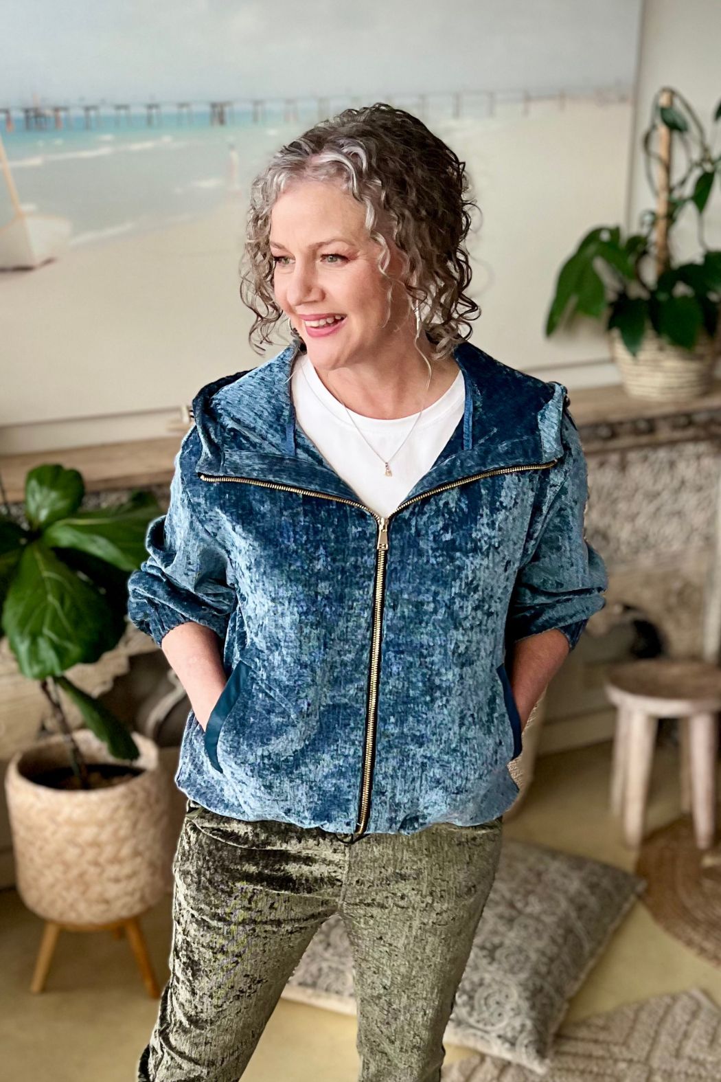 Cornflower Textured Zip Hoody S