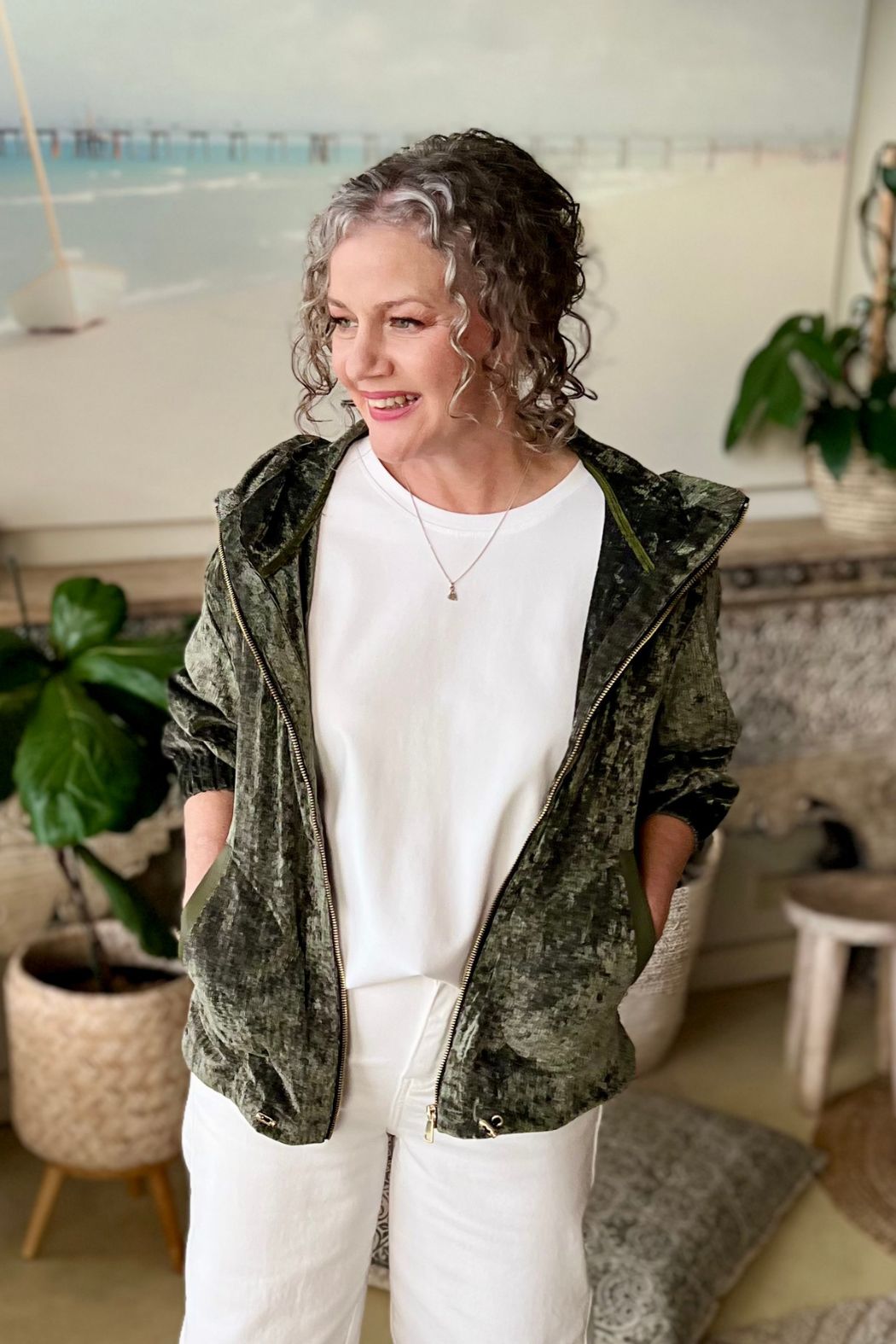 Sage Textured Zip Hoody S