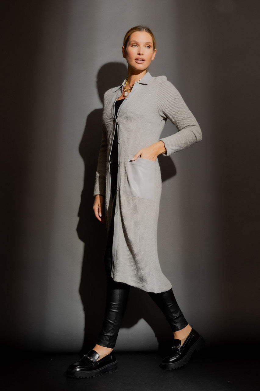 Silver Luxe Rib V Cardigan