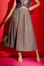 Taupe Silky Pleat Skirt