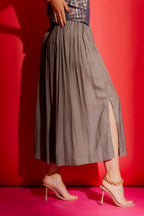 Taupe Silky Pleat Skirt