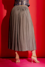 Taupe Silky Pleat Skirt