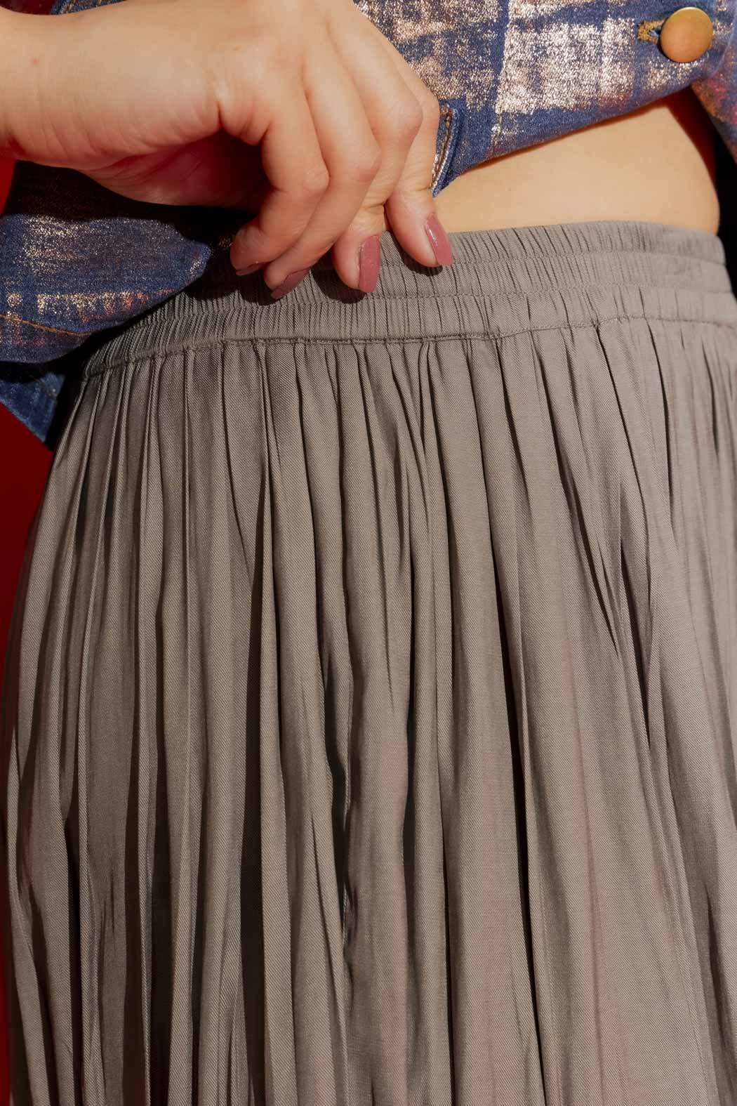 Taupe Silky Pleat Skirt