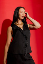 Black Double Ruffle Cami