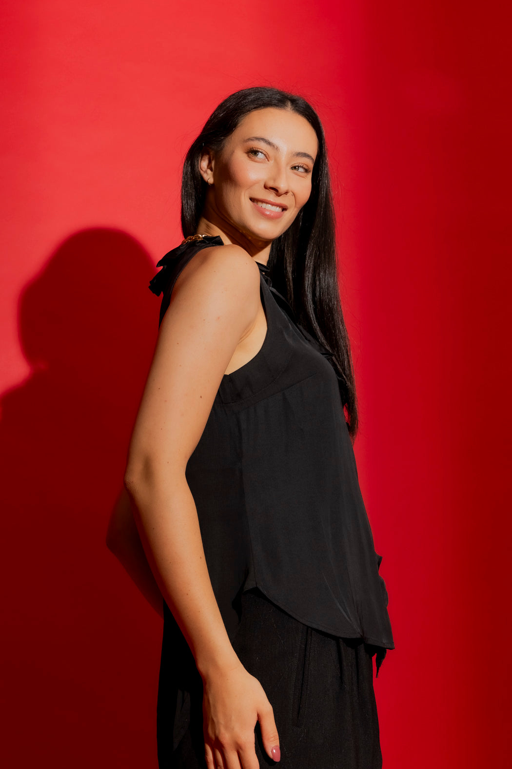 Black Double Ruffle Cami