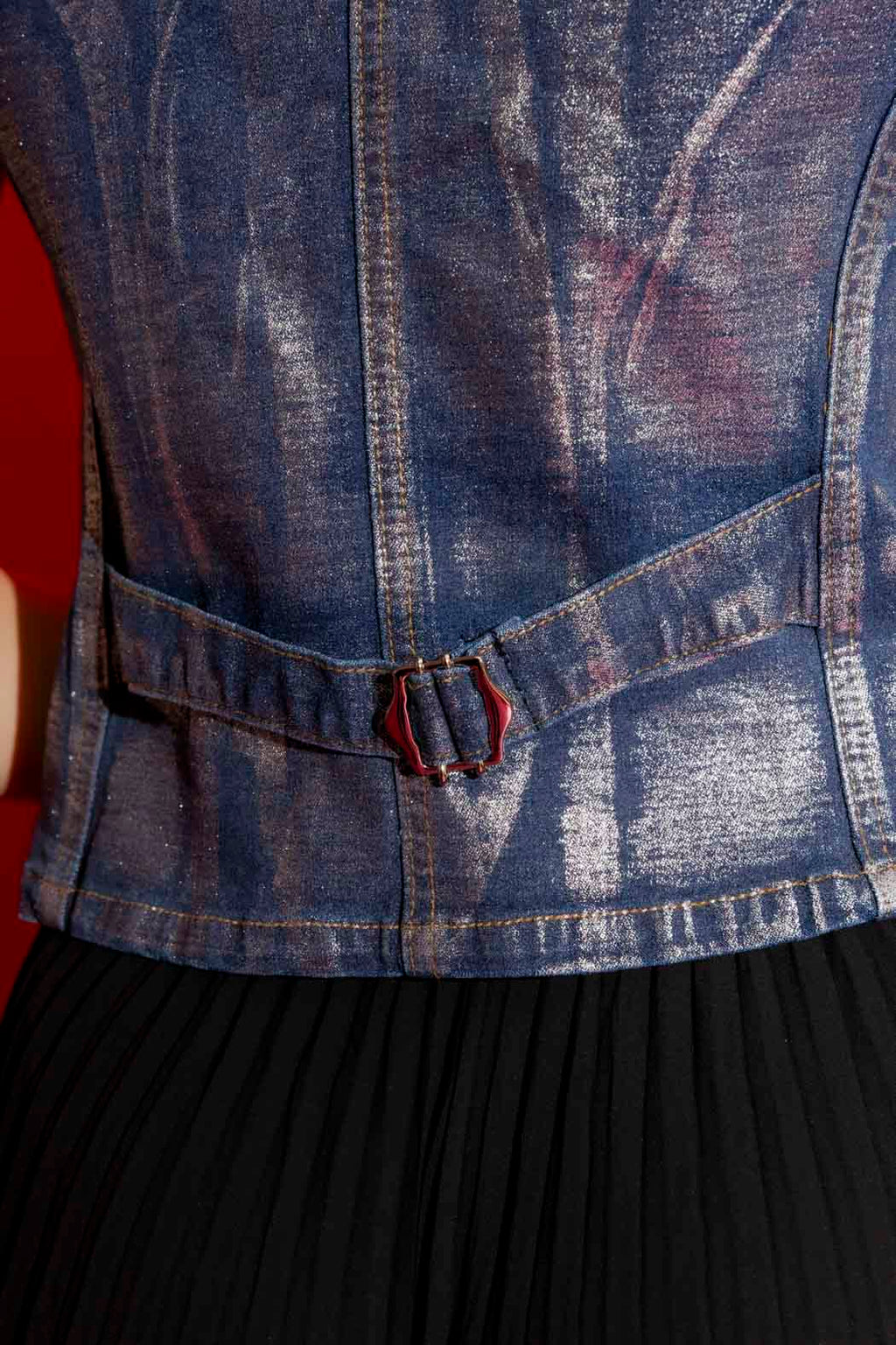 Silver Foil Denim Vest