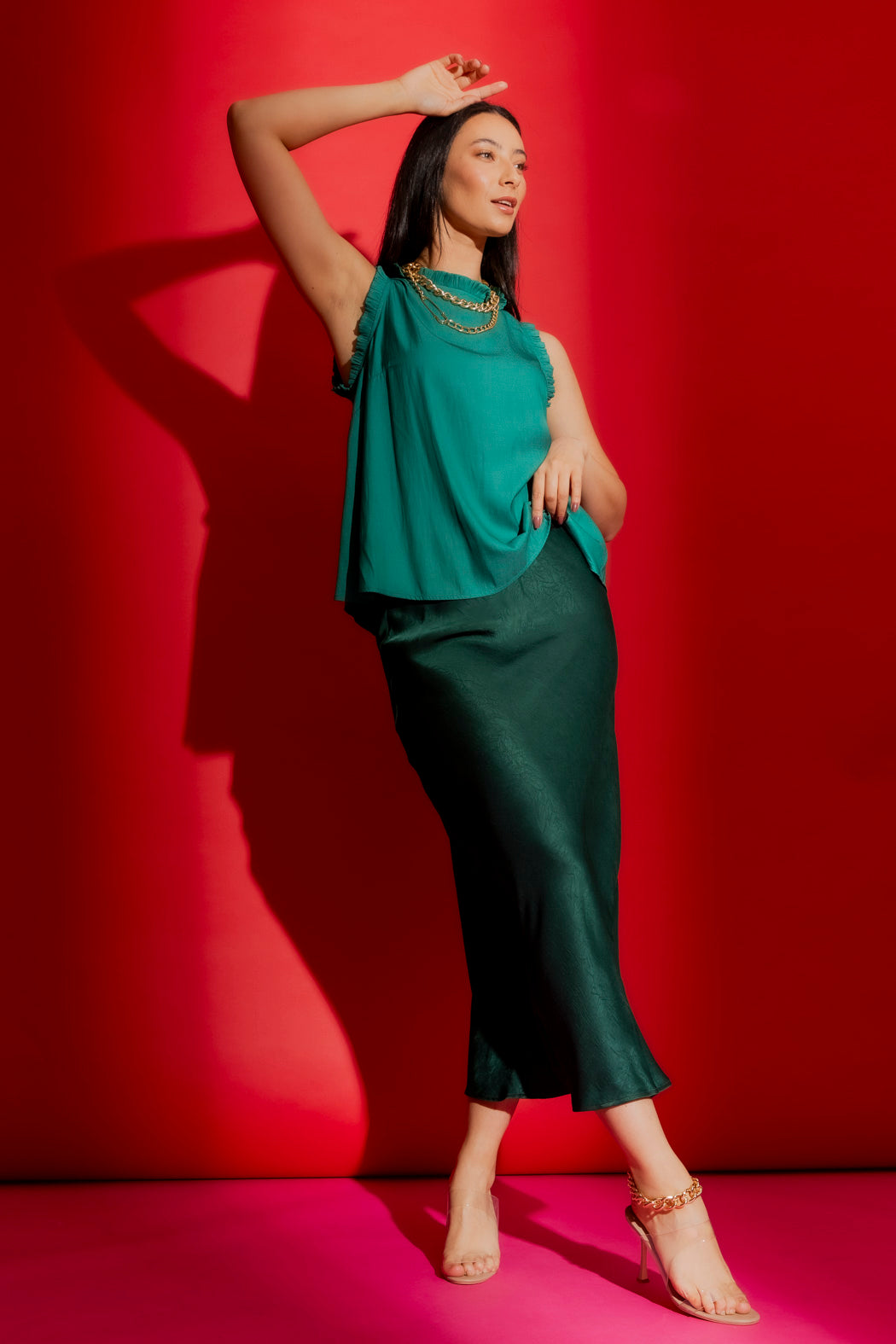 Green Ruffle Cami