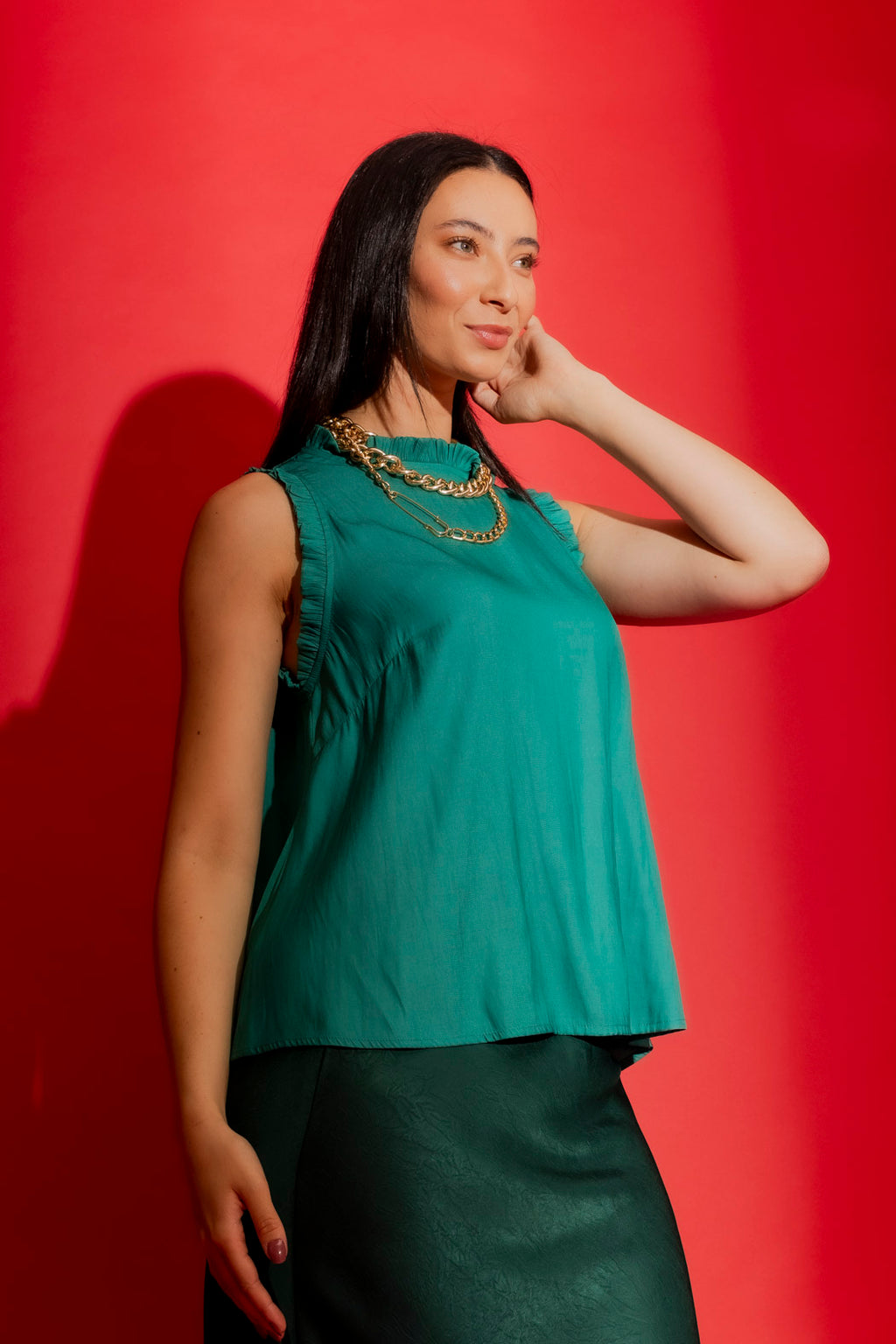Green Ruffle Cami