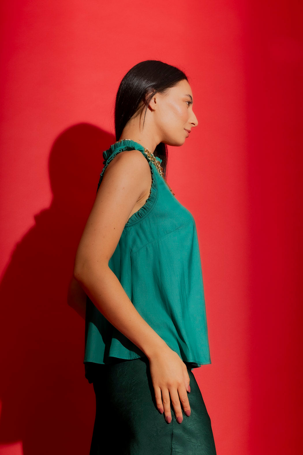 Green Ruffle Cami