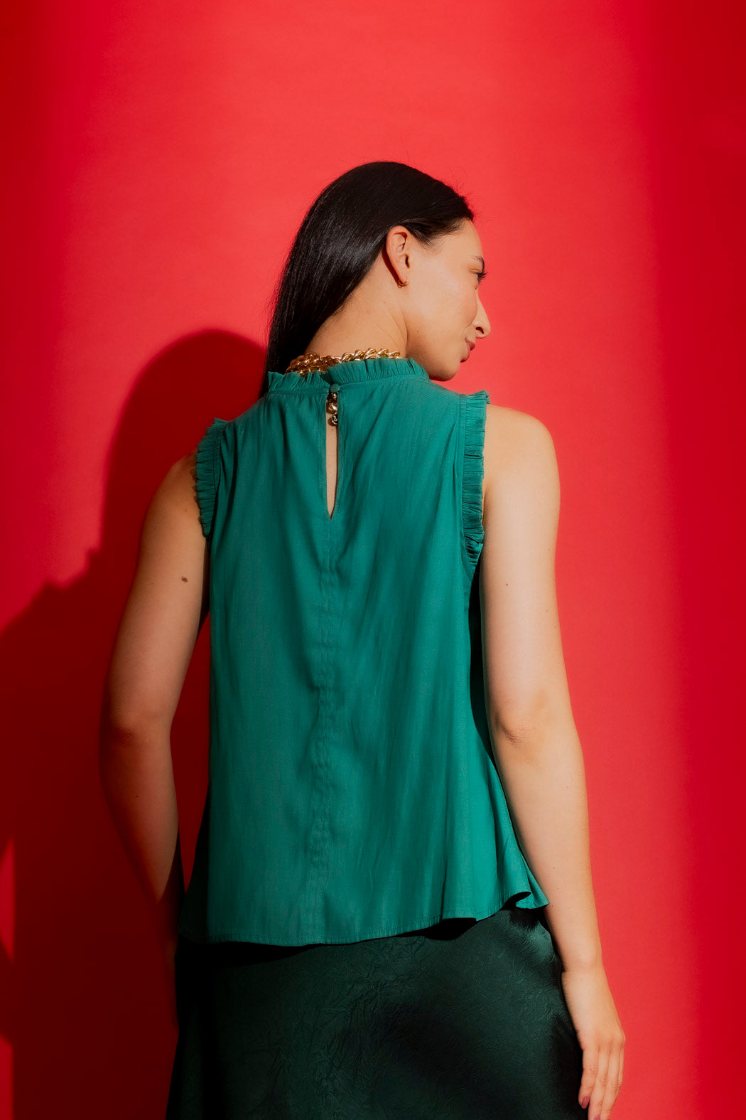 Green Ruffle Cami