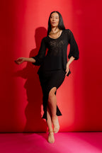 Black Bengaline Cut Away Skirt