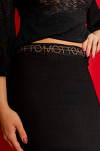 Black Bengaline Cut Away Skirt