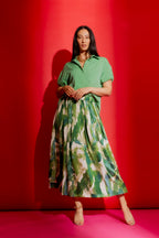 Green Silky Pleat Skirt