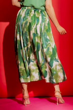 Green Silky Pleat Skirt