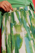 Green Silky Pleat Skirt