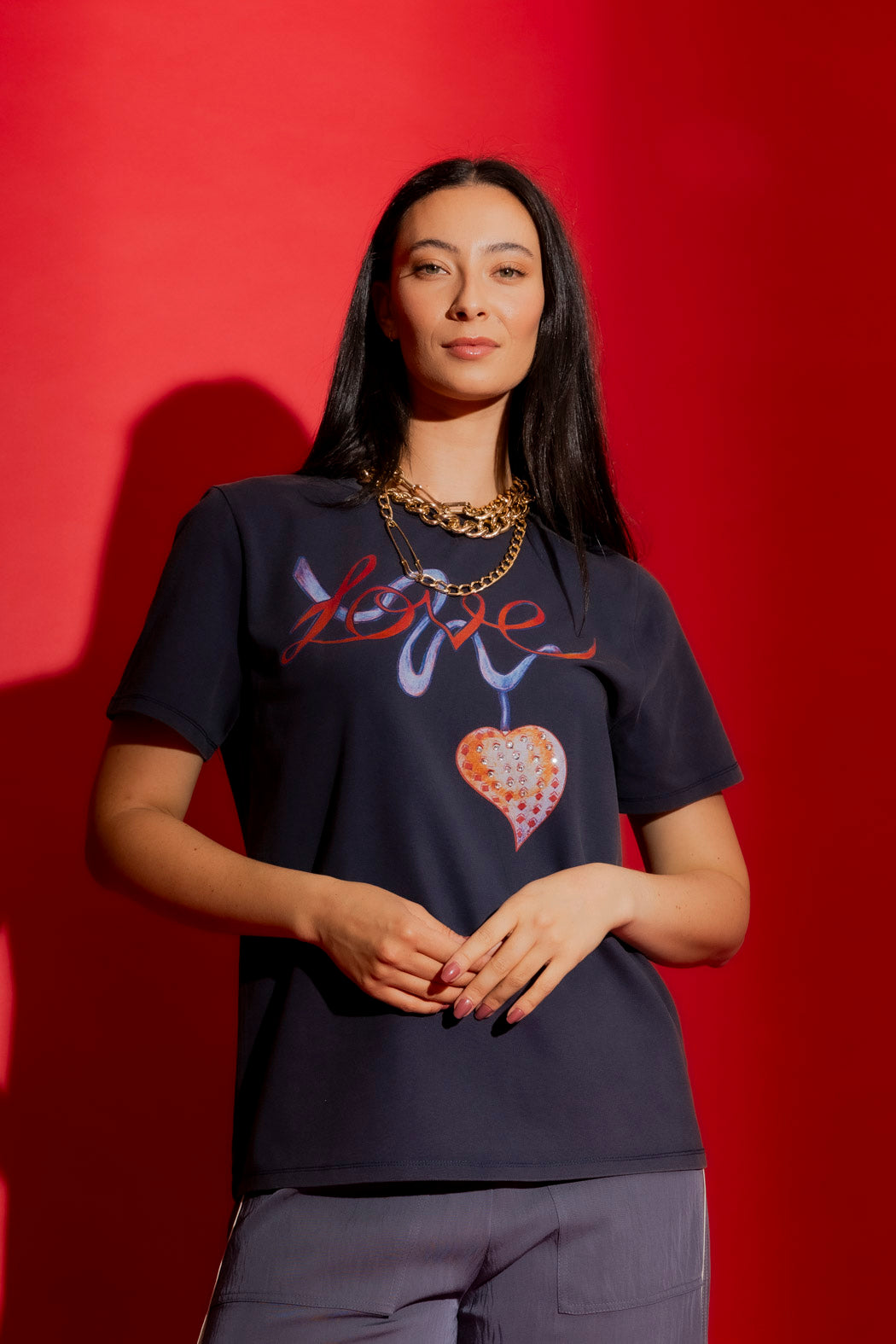 Navy Washed Love Tee