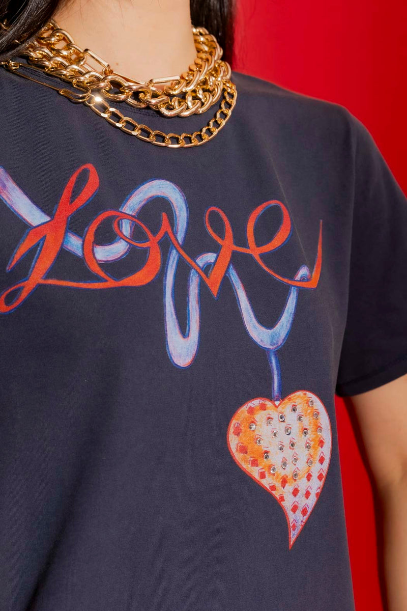 Navy Washed Love Tee