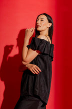 Black Off Shoulder Ruffle Top