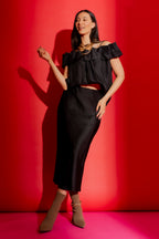 Black Off Shoulder Ruffle Top