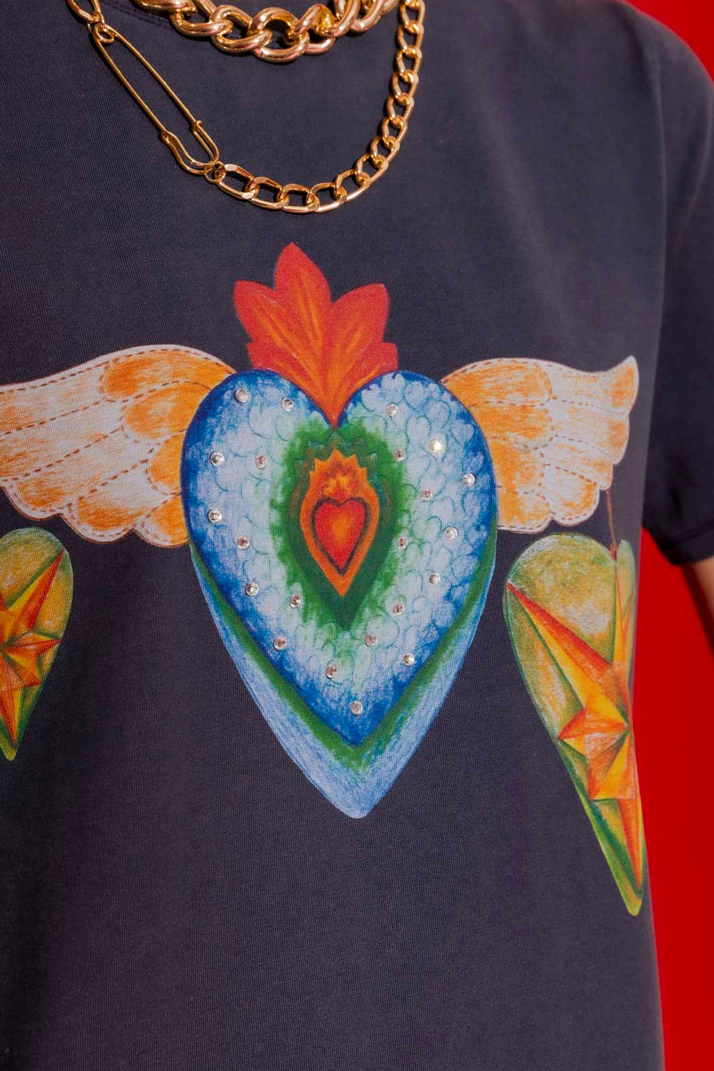 Navy Washed Heart Tee