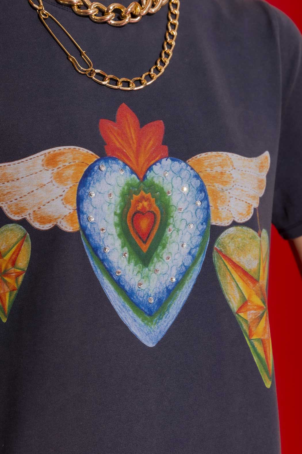 Navy Washed Heart Tee