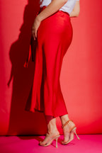 Red Bias Belted Skirt