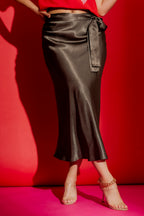 Pewter Bias Belted Skirt