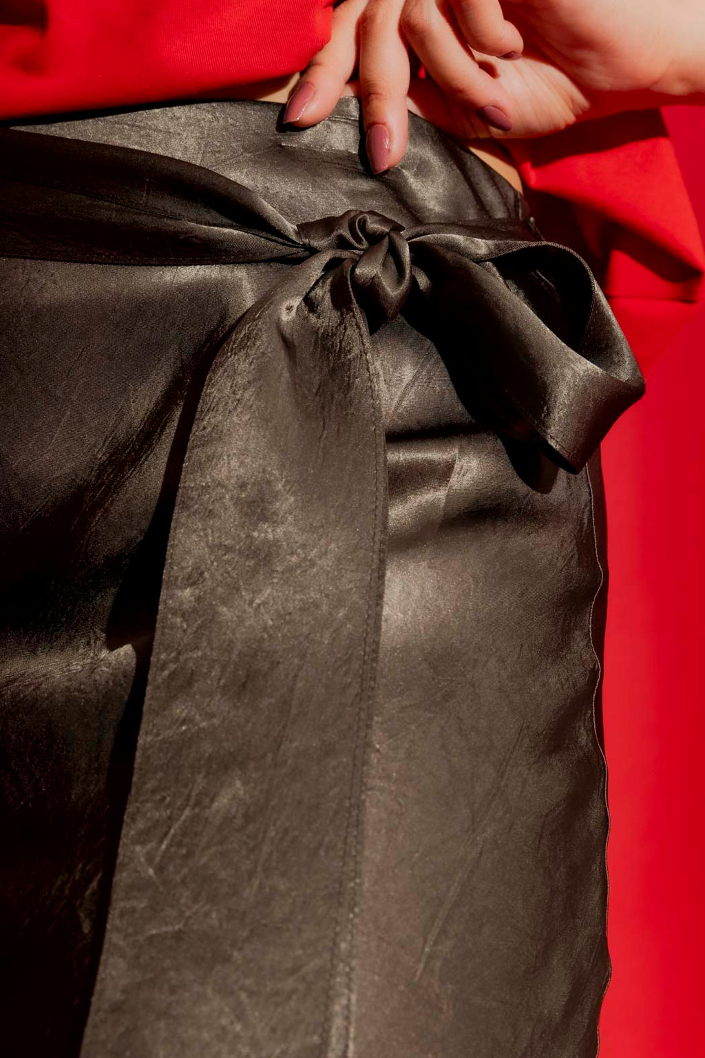 Pewter Bias Belted Skirt