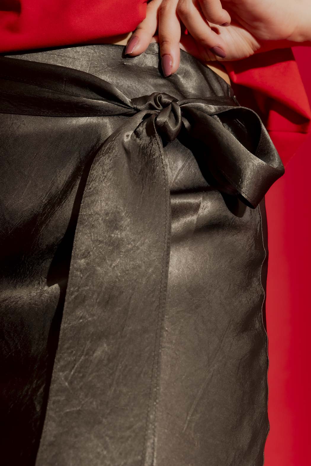 Pewter Bias Belted Skirt