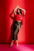 Pewter Bias Belted Skirt