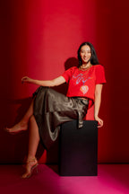 Pewter Bias Belted Skirt