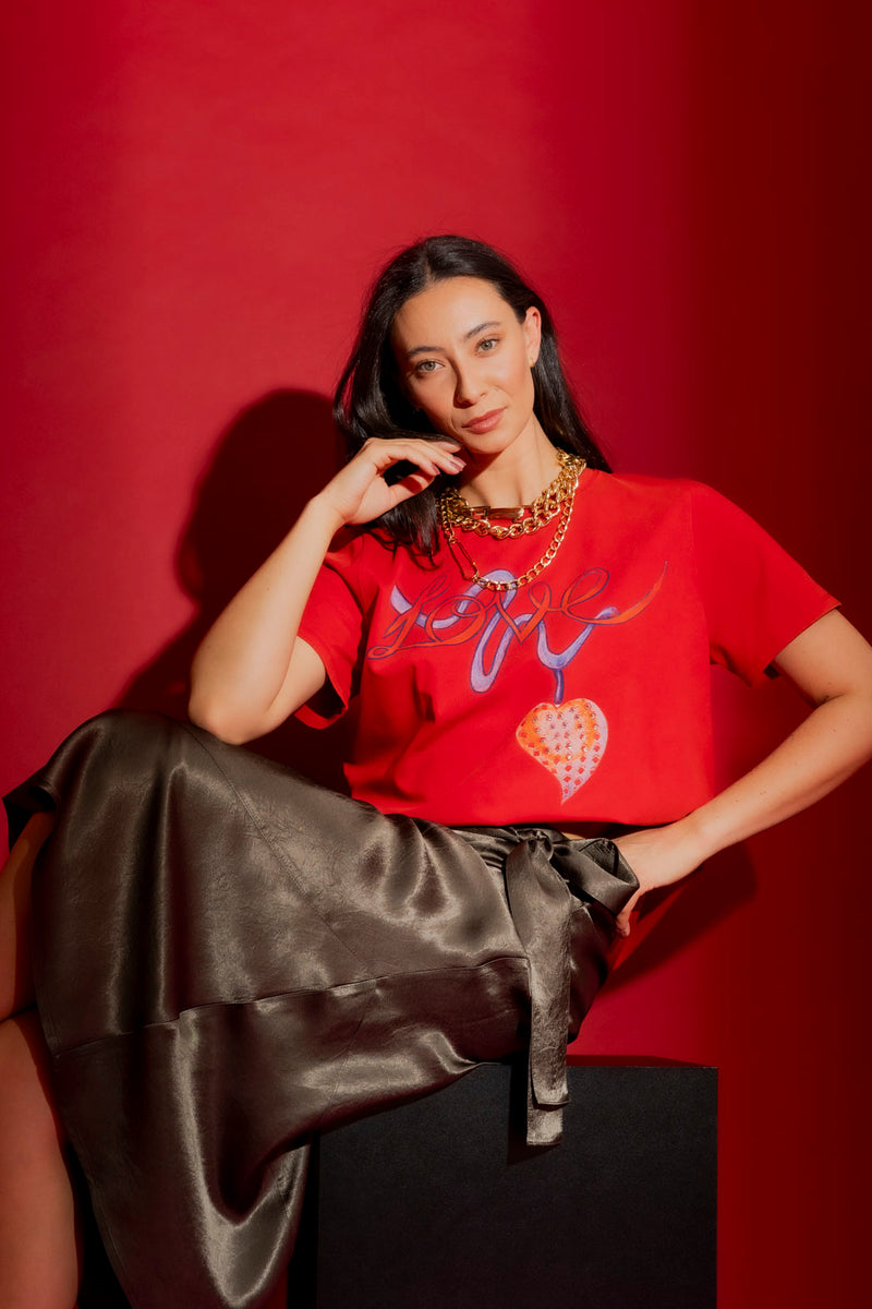 Red Washed Love Tee