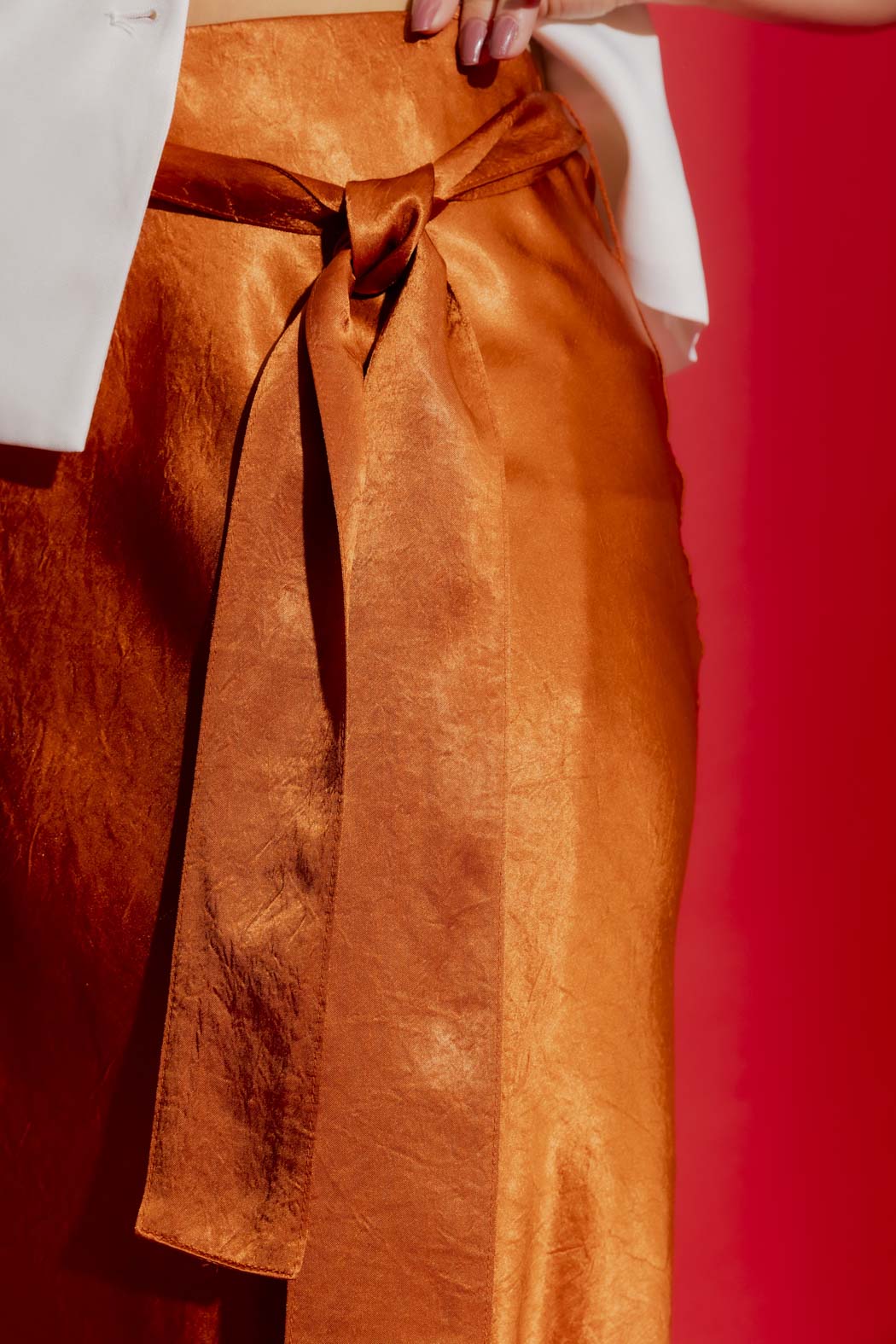 Rust Bias Belted Skirt