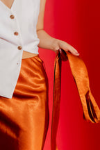 Rust Bias Belted Skirt