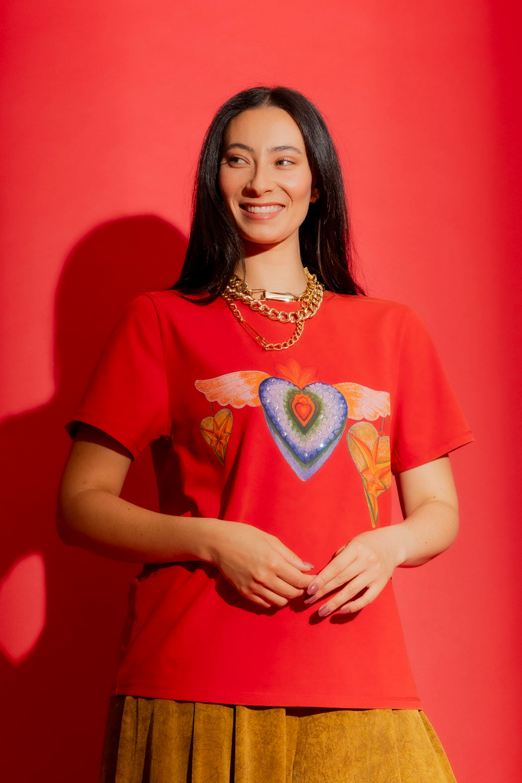 Red Washed Heart Tee