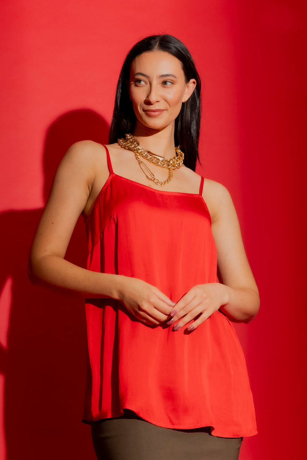 Red Silky Lily Cami