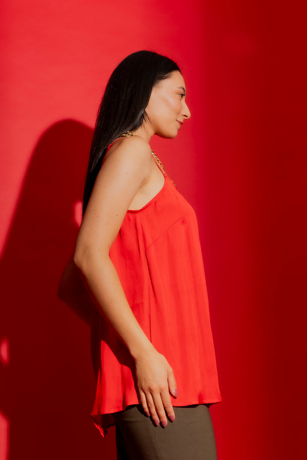 Red Silky Lily Cami