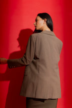 Khaki Sandwashed Linen Oversized Blazer