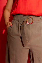 Khaki Sandwashed Linen Cleo Pant