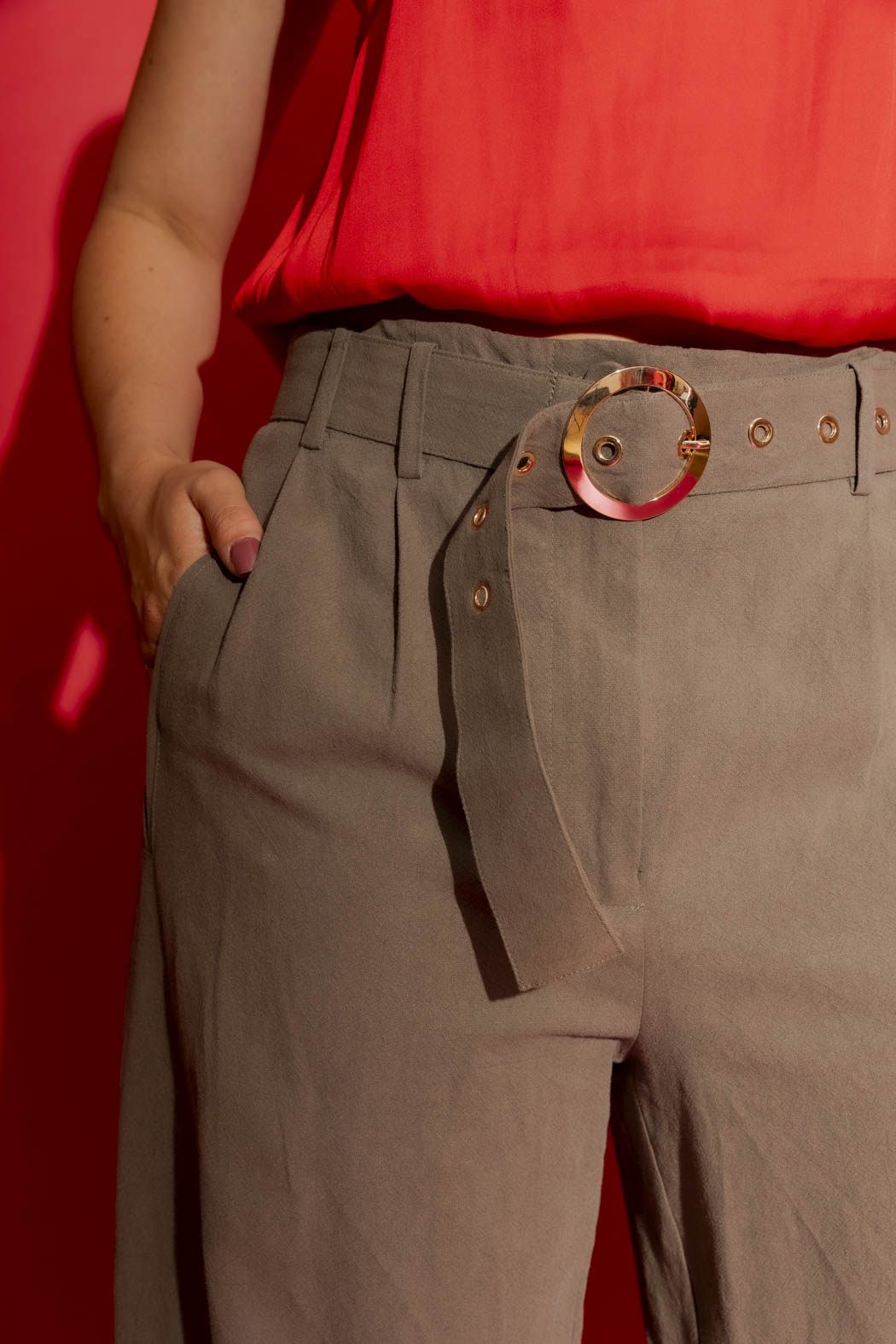 Khaki Sandwashed Linen Cleo Pant